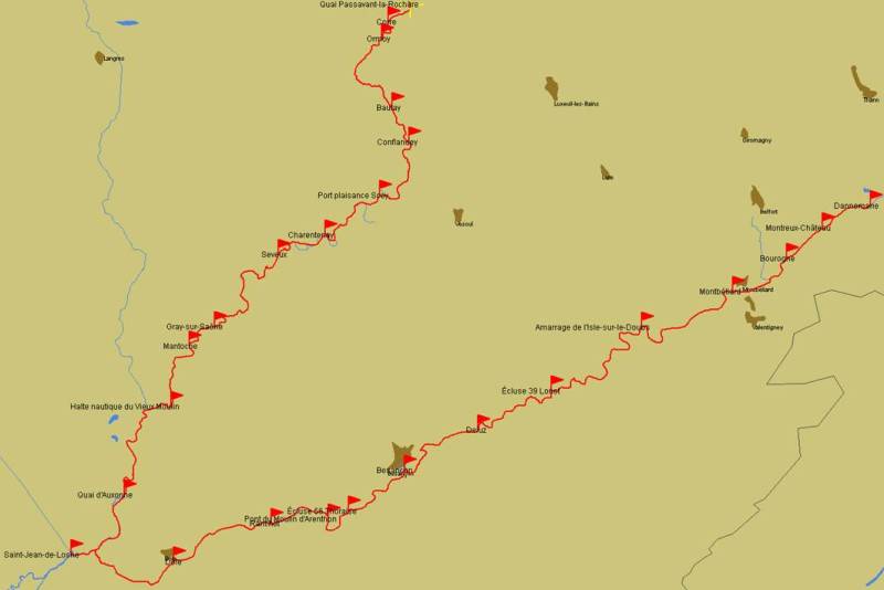 Reiseplan von Corre nach Dannemarie 2009